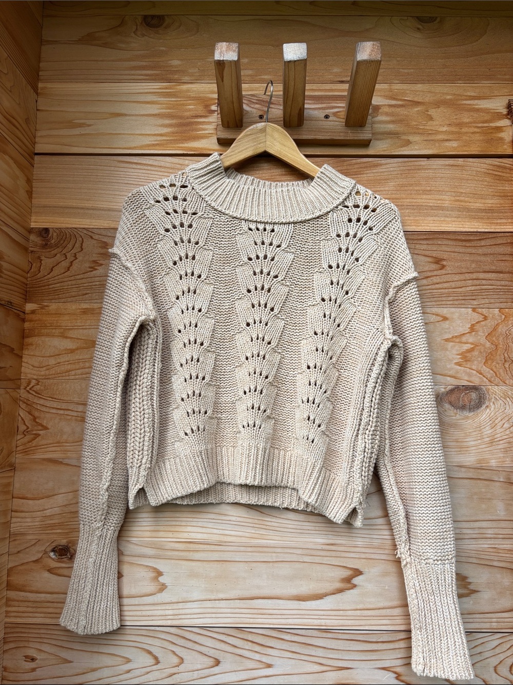 Free People Bell Song Pullover Sweater Sandcastle Size Small